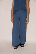 Side Slit Pants - Dusty Blue