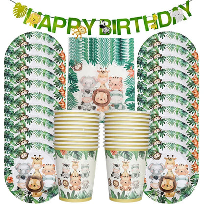 Jungle Safari Birthday Decorations Disposable Tableware