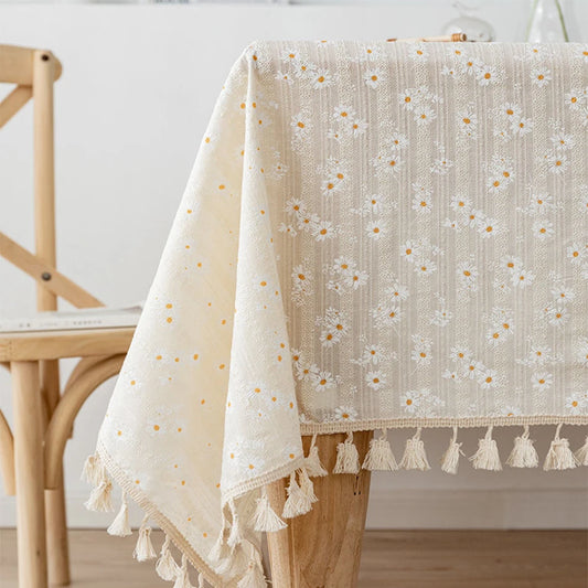 Korean Style Small Daisy Cotton Floral Tablecloth