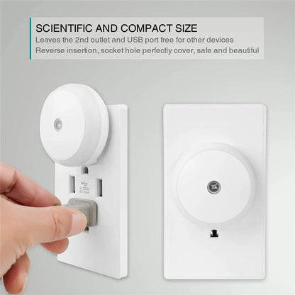 Smart Sensor Round Plug in Wall Night Lamp