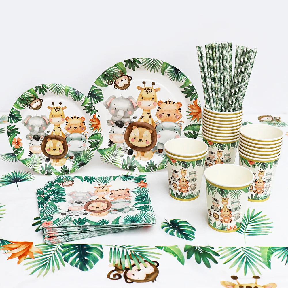 Jungle Safari Birthday Decorations Disposable Tableware