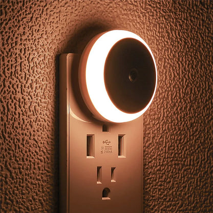 Smart Sensor Round Plug in Wall Night Lamp