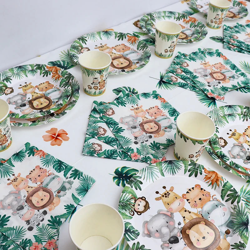 Jungle Safari Birthday Decorations Disposable Tableware