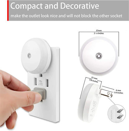 Smart Sensor Round Plug in Wall Night Lamp